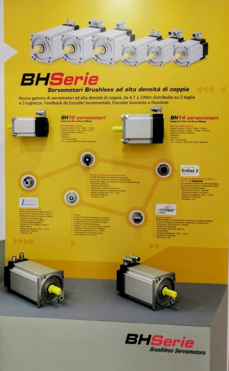 esposizione motori brushless serie BH con encoder endat 3